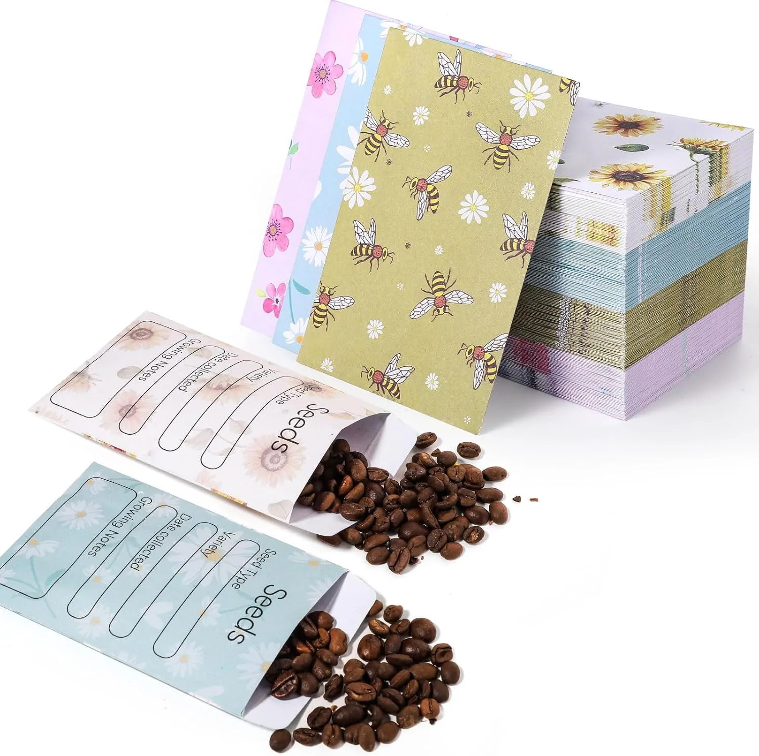 WSICSE 160 Pcs Seed Envelopes Self Sealing Seed Packets 3.15 x 4.72 Inch Seed Saving Envelopes for Flower Vegetable Seeds Storage