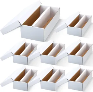 Yahenda 8 Pack Cardboard Storage Boxes Holds,1600 Standard Trading Storage Box 2 Rows for Gaming Baseball Football Basketball Hockey Sports Card Collecting Supplies(White)