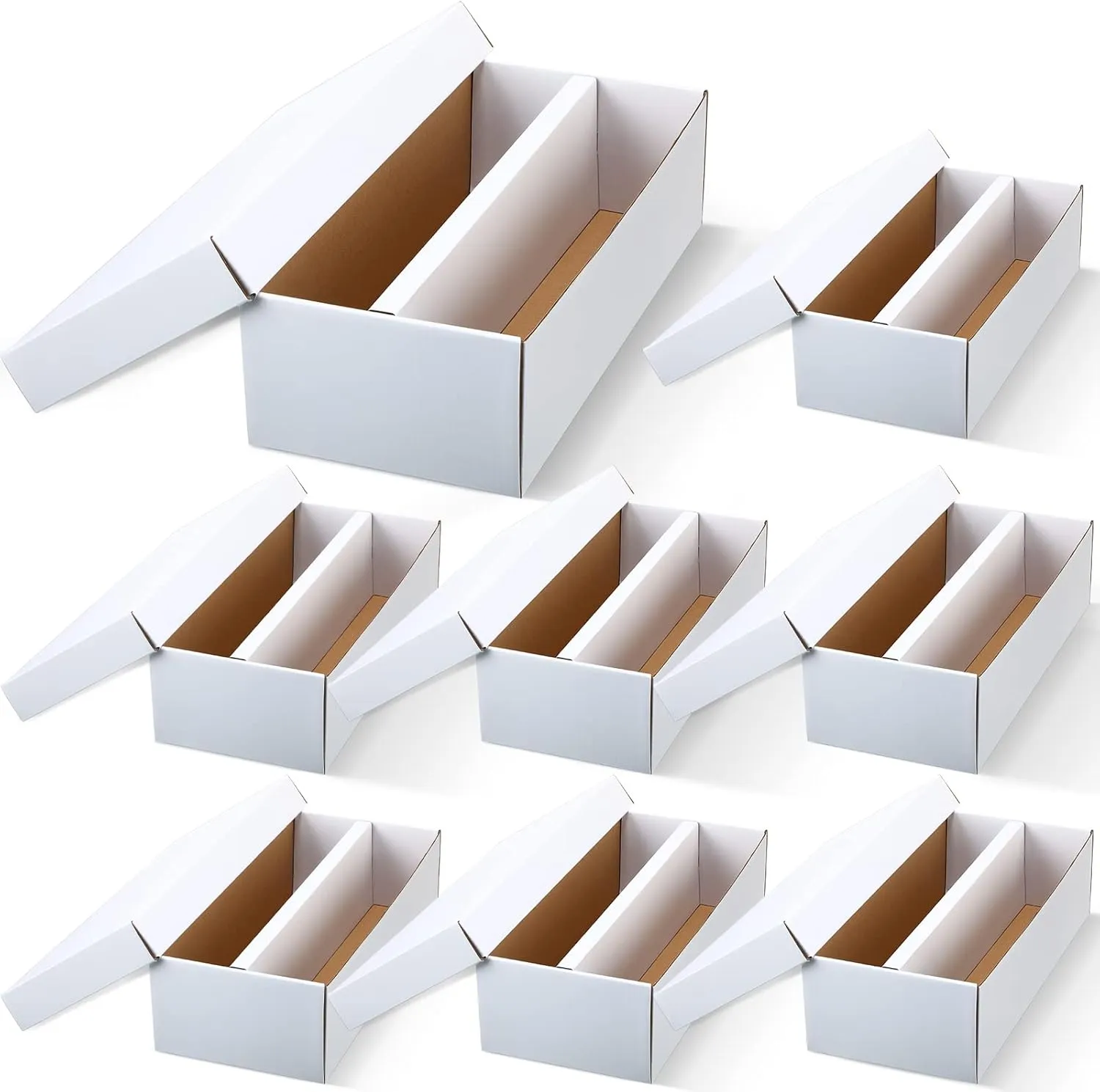 Yahenda 8 Pack Cardboard Storage Boxes Holds,1600 Standard Trading Storage Box 2 Rows for Gaming Baseball Football Basketball Hockey Sports Card Collecting Supplies(White)