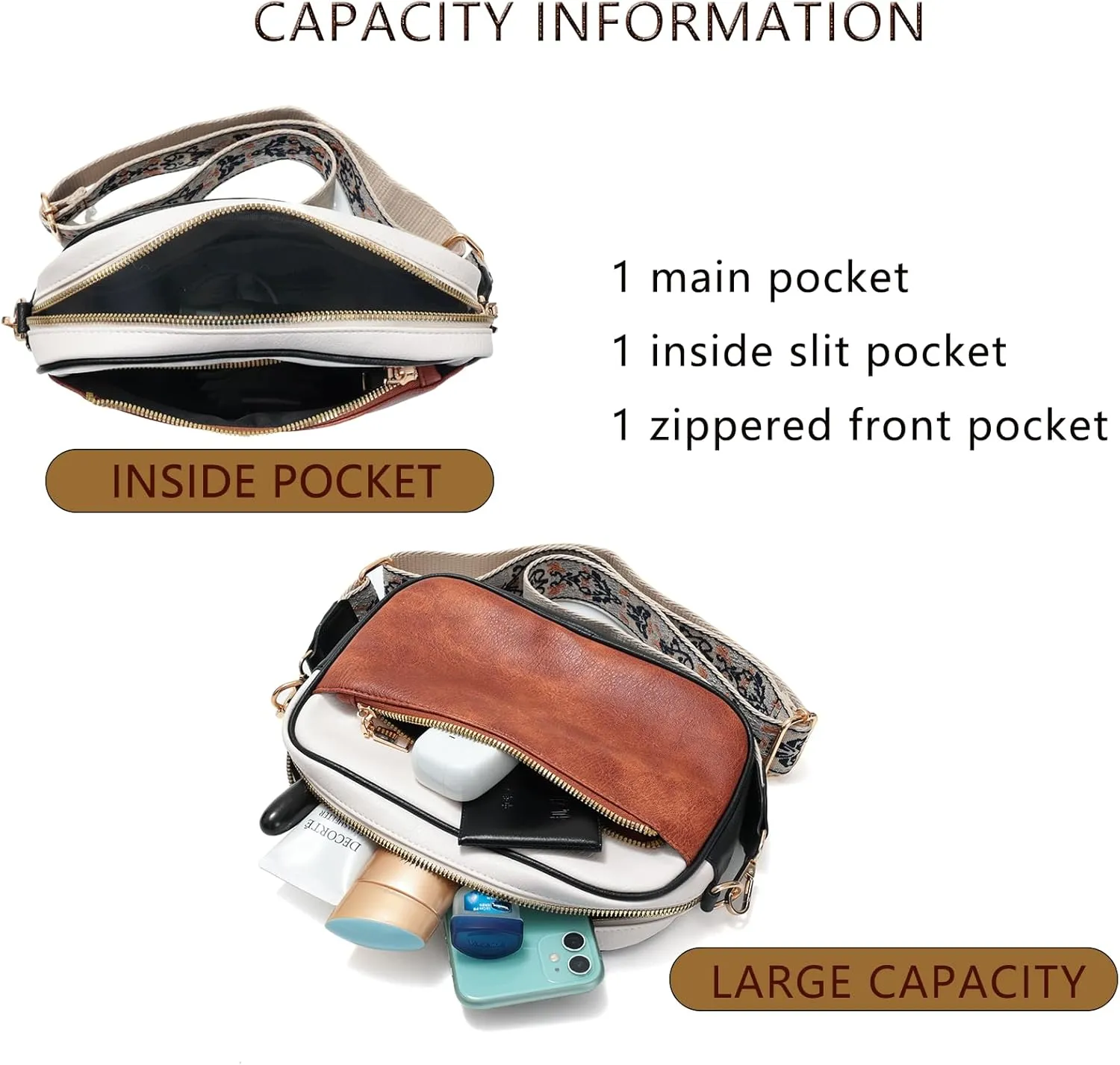 YDSIII Small Crossbody Bags for Women, Trendy Vegan Leather Cross Body Bags for Womens with Adjustable Wide Guitar Strap