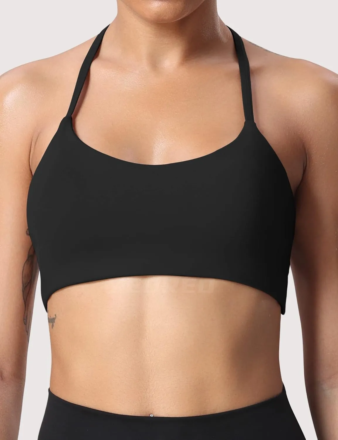 YEOREO Women's Sports Bra Halter Workout Sports Bra Strappy Criss Cross Back Bra Removable Padded Yoga Crop Top