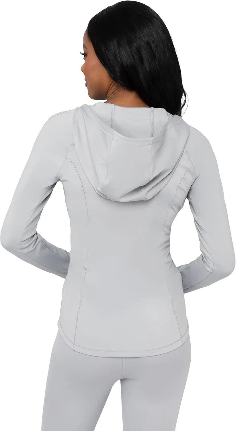 Yogalicious Full-Zip Lightweight Hooded Running Workout Yoga Lux Jacket with Pockets