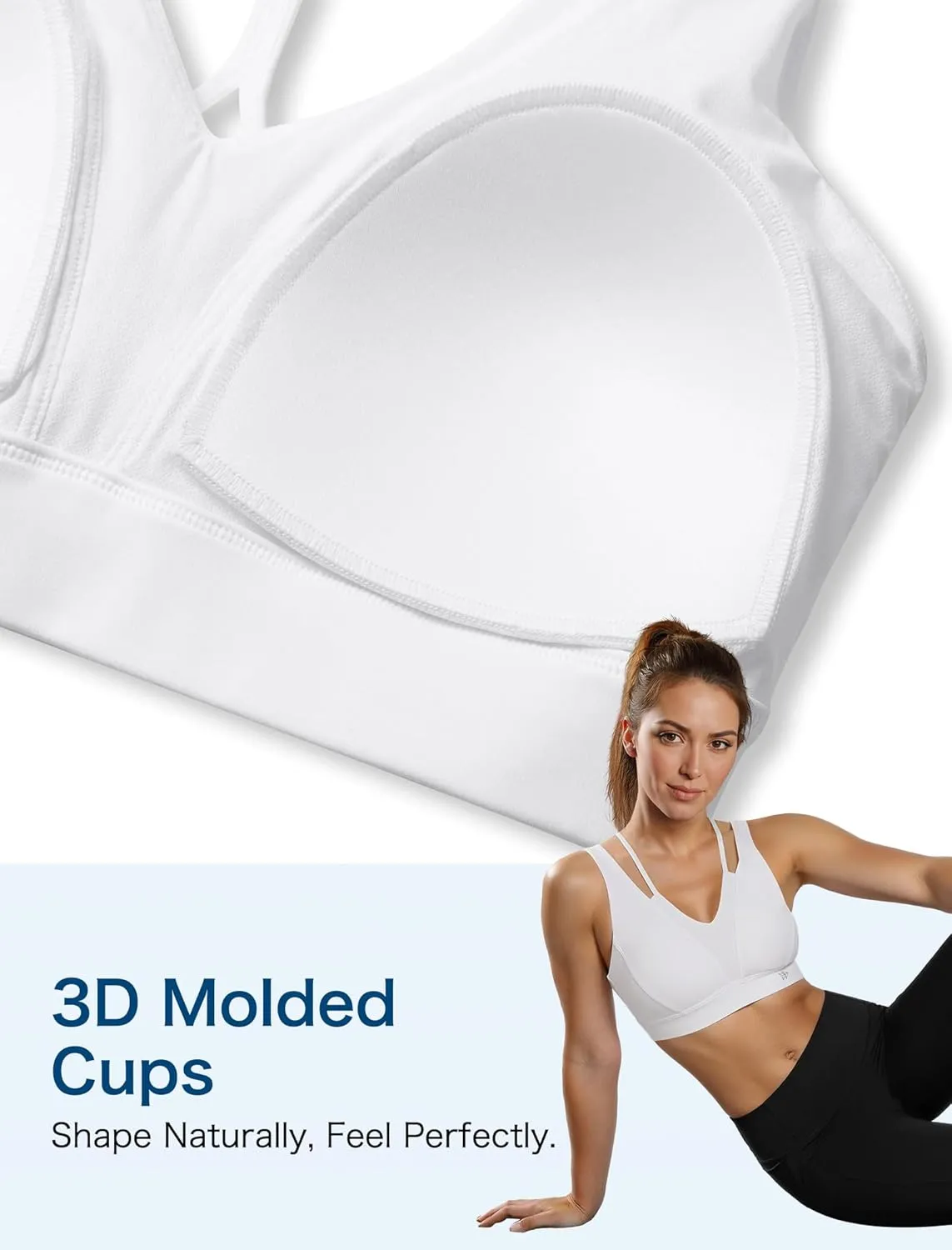 Yvette Yoga Sports Bras Comfortable Low-Impact Sports Bra with Fixed Cups and Double Straps