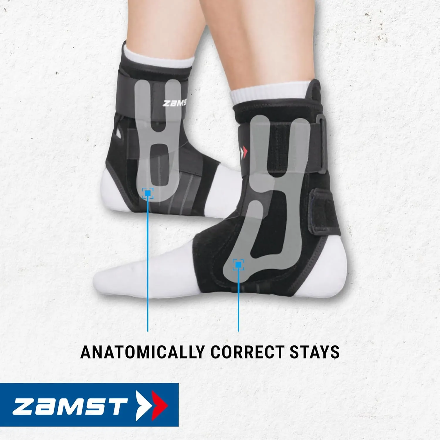 Zamst A1 Black Ankle Brace for Sports - Breathable Sports Ankle Support for Men and Women with Adjustable Three Way Straps for Moderate Lateral Ankle Sprain - Right, Medium